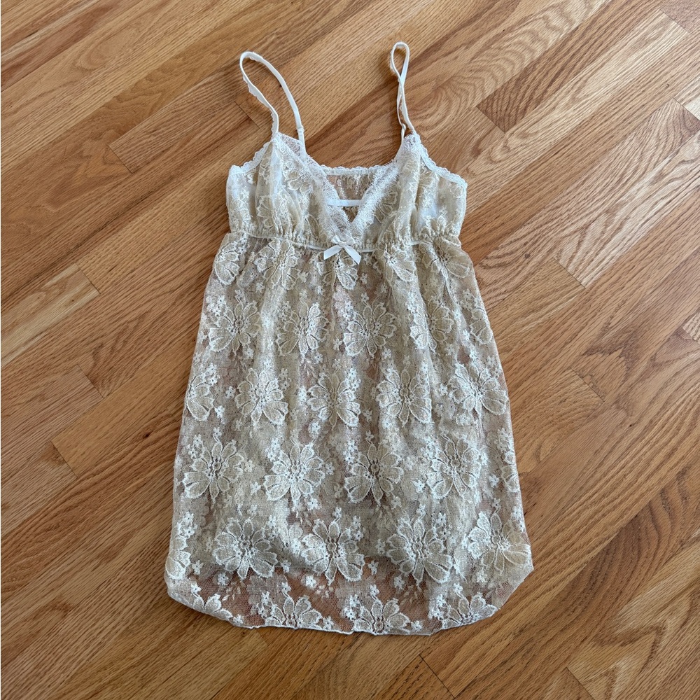 Sexy delicate gold Lace Slip lingerie babydoll